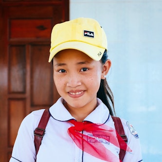 Trinh from Vietnam pictured in her school attire