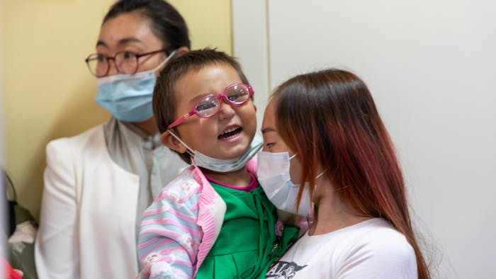 Marla gets her regular eye exam at the local Orbis partner hospital in Mongolia