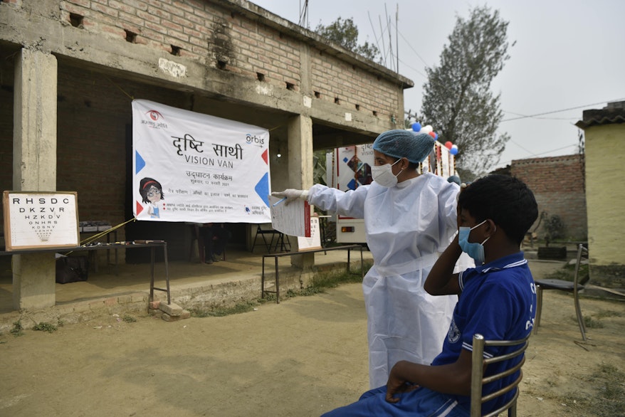 The Vision Van visits local communities in India, carrying out eye screenings