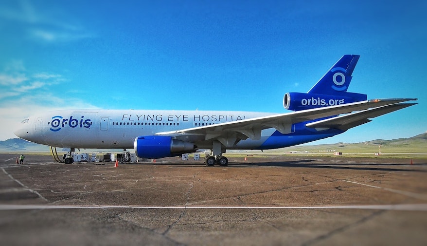 Flying Eye Hospital on the runway in Mongolia